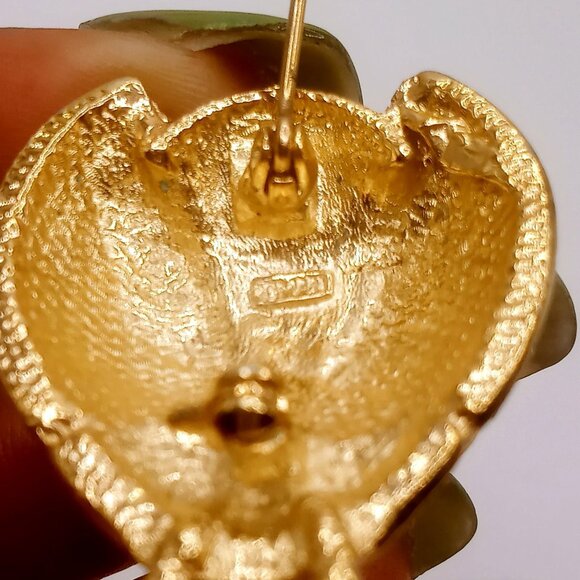 Roman Ladybug Brooch Gold Tone Black Red Enamel White Rhinestone Lapel Pin VTG - Picture 8 of 11